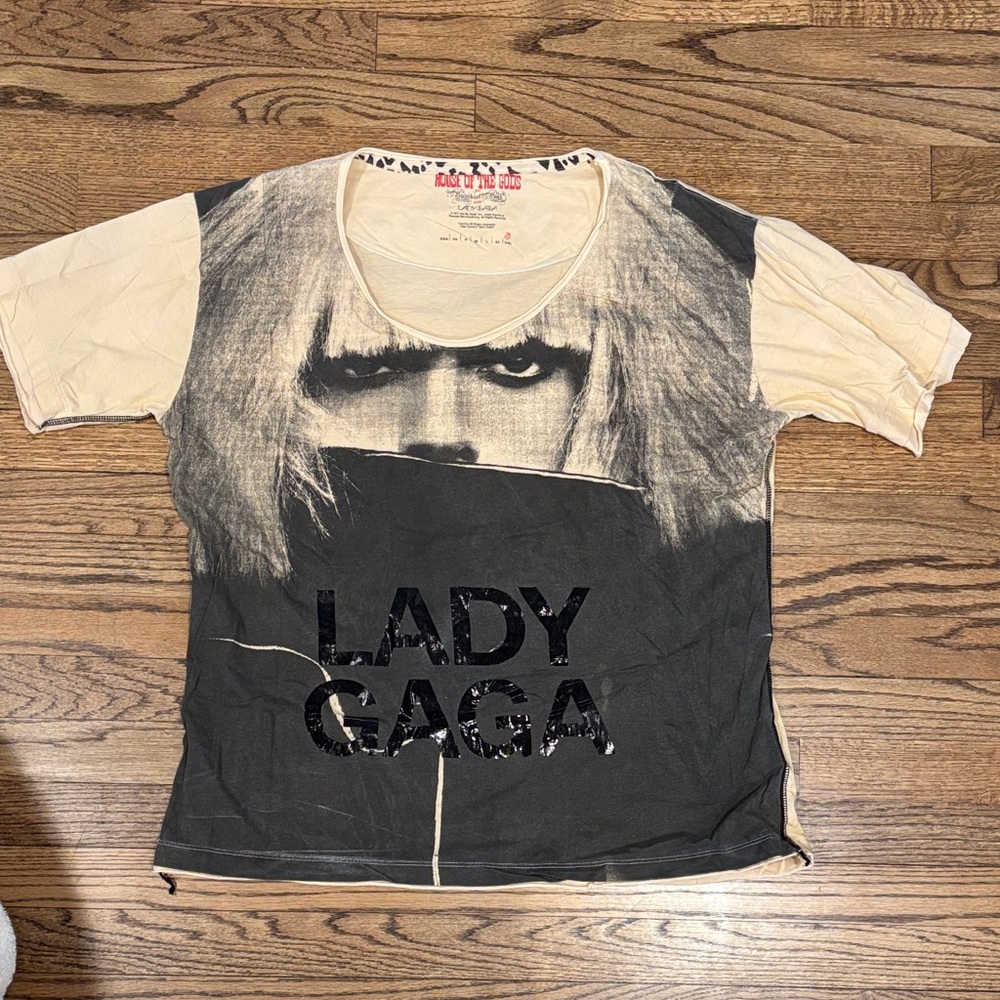 Rare! House of the Gods Lady Gaga Graphic Tee in Black & Cream XXL